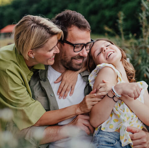Happy family outdoors